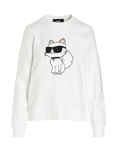 Karl Lagerfeld Ikonik 2.0 Choupette Sweatshirt In White