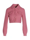 Moschino Roman Stud Cropped Tweed Jacket In Fuchsia