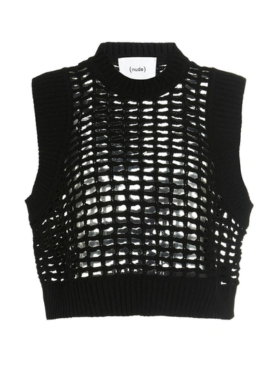 Nude Openwork Vest In Black