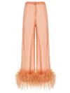 Oseree Lumière Plumage Wide-leg Trousers In Pink