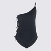 Rick Owens Taco Badeanzug Mit Asymmetrischer Schulterpartie Und Bindedetail In Black