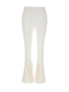 Sacai Ribbed Elastic Waistband Flared Pants In White