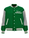 Saint Mxxxxxx Logo-embroidered Wool-blend And Leather Varsity Jacket In Green