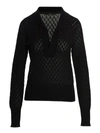 Sapio Diamond Pattern Knit Polo Shirt In Black
