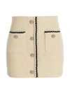 Self-portrait Cream Sequin Knitted Mini Skirt In Beige