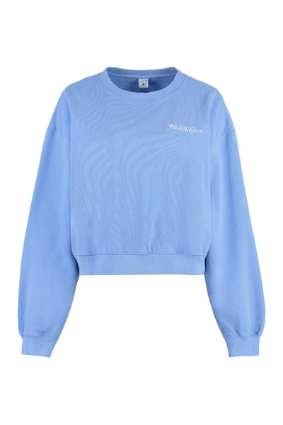 Sporty And Rich Sporty & Rich Women's Hydrangea White Health Club Cotton-jersey Sweatshirt In Light Blue