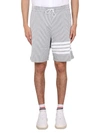 Thom Browne Grey Striped Bermuda Shorts In Grey