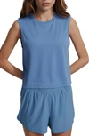 Varley Page Seamless Knit Crop Tank In Blue Heaven