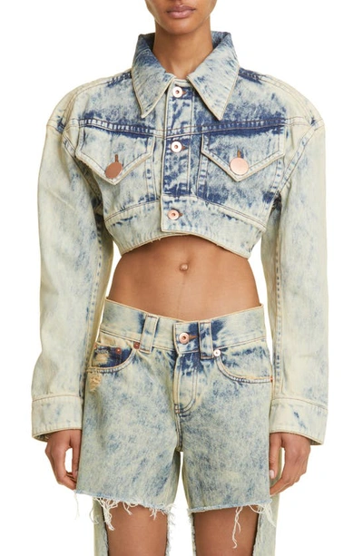 Vaquera Gender Inclusive Crop Denim Jacket In Acid Soy