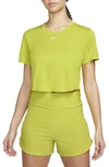 Nike Women's Dri-fit One Standard Fit Short-sleeve Cropped Top In Bright Cactus/ White