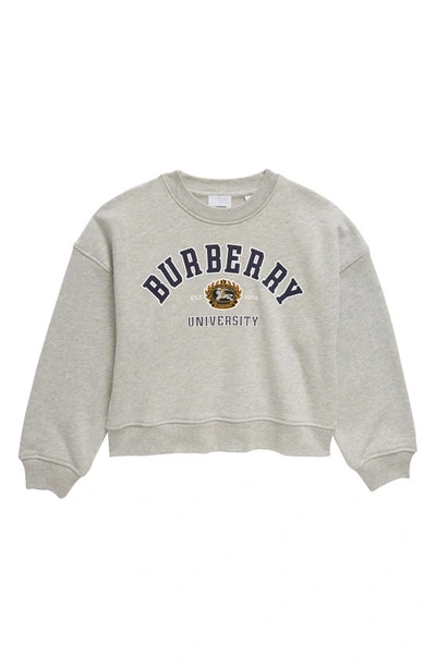 Burberry Little Kid's & Kid's Varsity Crewneck Sweatshirt In Deep Dove Grey