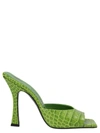 Attico 105mm Anais Croc Embossed Leather Mules In Green