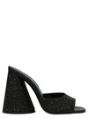 Attico Luz 105mm Glitter-embellished Sandals In Black