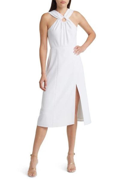 French Connection Ring Detail Crepe A-line Cocktail Dress In Linen White
