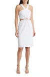 French Connection Echo O-ring Cutout Sheath Dress In 10-linen White