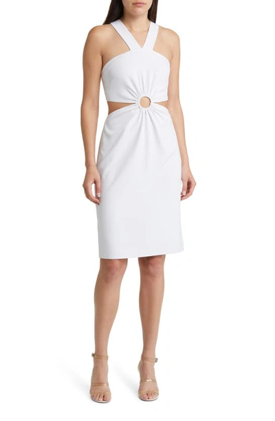 French Connection Echo O-ring Cutout Sheath Dress In 10-linen White