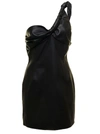 THE MANNEI THE MANNEI WOMAN'S SENTPIERRE BLACK LEATHER ONE SHOULDER DRESS