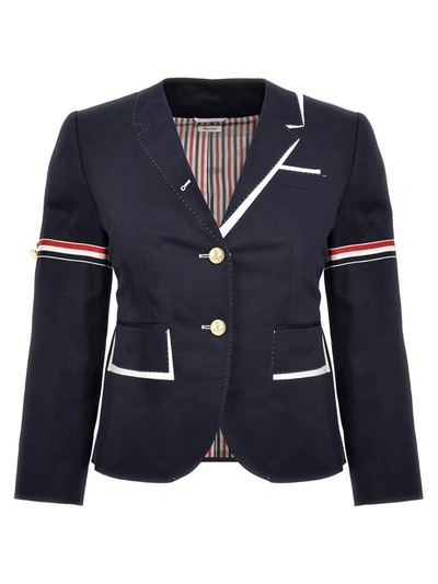 Thom Browne Rwb Stripe Single-breasted Blazer In Blue