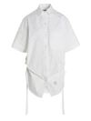 Thom Browne Distinctive Logo Patch Shirt Dress In White