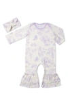 BABY GREY BY EVERLY GREY BABY GREY BY EVERLY GREY BABY GREY RUFFLE ROMPER & HEAD WRAP SET