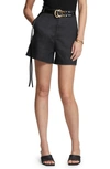 & Other Stories High Waist Linen Shorts In Black