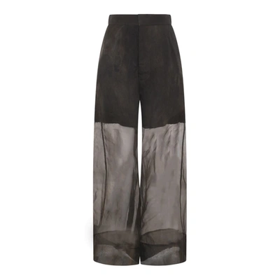 Uma Wang Layered Sheer-design Silk Trousers In Black