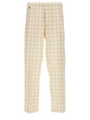 Undercover All-over Checkered Pants With Elastic Waistband In White/black