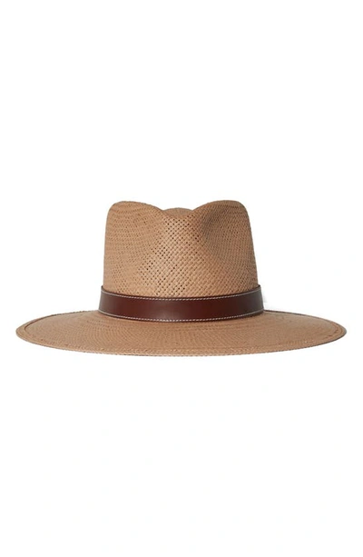 Janessa Leone Halston Packable Fedora In Beige