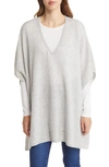 Nordstrom V-neck Wool & Cashmere Poncho In Gray