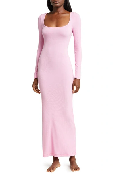 Skims Soft Lounge Long Sleeve Dress In Cotton Candy