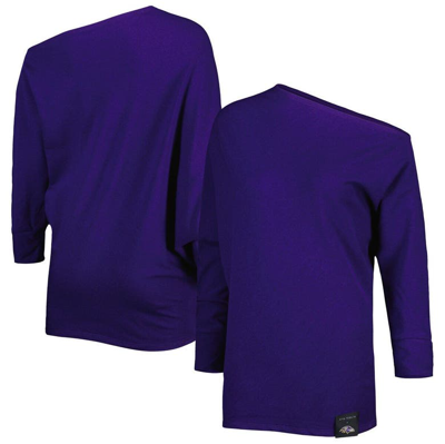 Kiya Tomlin Purple Baltimore Ravens Twisted Tri-blend Asymmetrical 3/4-dolman Sleeve Sweatshirt