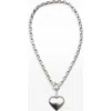 67jewelry Puffed Heart Paperclip Necklace In Silver