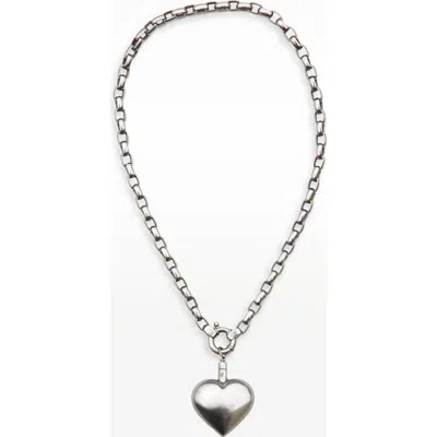 67jewelry Puffed Heart Paperclip Necklace In Silver