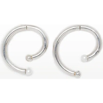67jewelry Swirl Pearl Earrings In Silver