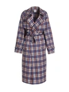 Vetements Check-print Double-breasted Coat In Multicolor