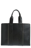 Chloé Woody Tote Canvas With Leather Medium In Black 001