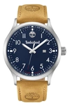 TIMBERLAND TRUMBULL LEATHER STRAP WATCH, 45MM