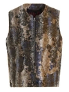 Vitelli Abstract Pattern Sleeveless Vest With Front Pockets In Multicolor