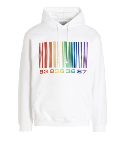 Vtmnts Barcode-print Cotton-blend Hoodie In White