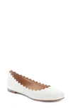 Chloé Lauren Scalloped Leather Ballerina Flats In White