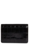 CHRISTIAN LOUBOUTIN LOUBEKA CROC EMBOSSED PATENT LEATHER BUSINESS CARD CASE