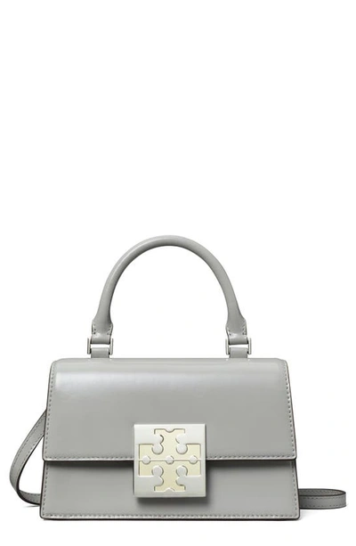 Tory Burch Bon Bon Spazzolato Mini Top-handle Bag In Misty Cloud