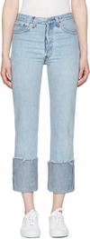 RE/DONE Blue High-Rise Straight Cuffed Jeans