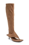 Jeffrey Campbell Confidence Knee High Sandal In Dark Natural Suede