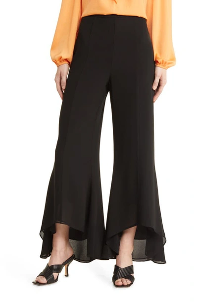 Kobi Halperin Brookie High-low Hem Chiffon Trousers In Black