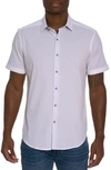 Robert Graham Shark Bite Short Sleeve Button Down Shirt In White