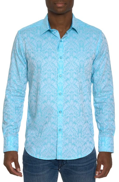 ROBERT GRAHAM HIGHLAND 2 DAMASK JACQUARD STRETCH BUTTON-UP SHIRT