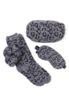 Barefoot Dreams In The Wild Eye Mask, Socks & Scrunchie Travel Set In Graphite/carbon