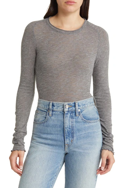 Free People Be My Baby Long Sleeve Knit Top In Heather Grey