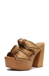 Alexandre Birman Aymmetric Clarita Platform Slide Sandal In Butterscotch